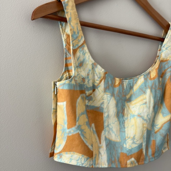 A.L.C. Isabel Sea Glass Crop Top Corset Linen Blend Sleeveless Side Zipper Sz 6 - Picture 8 of 15